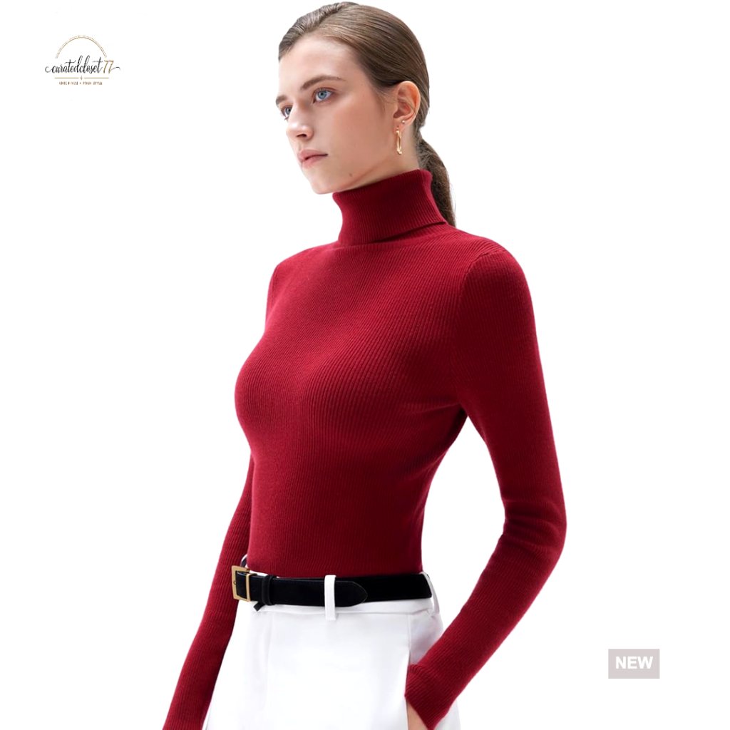 Cashmere Blend Turtleneck Sweater Long Sleeve Pullover Winter Thermal Top
